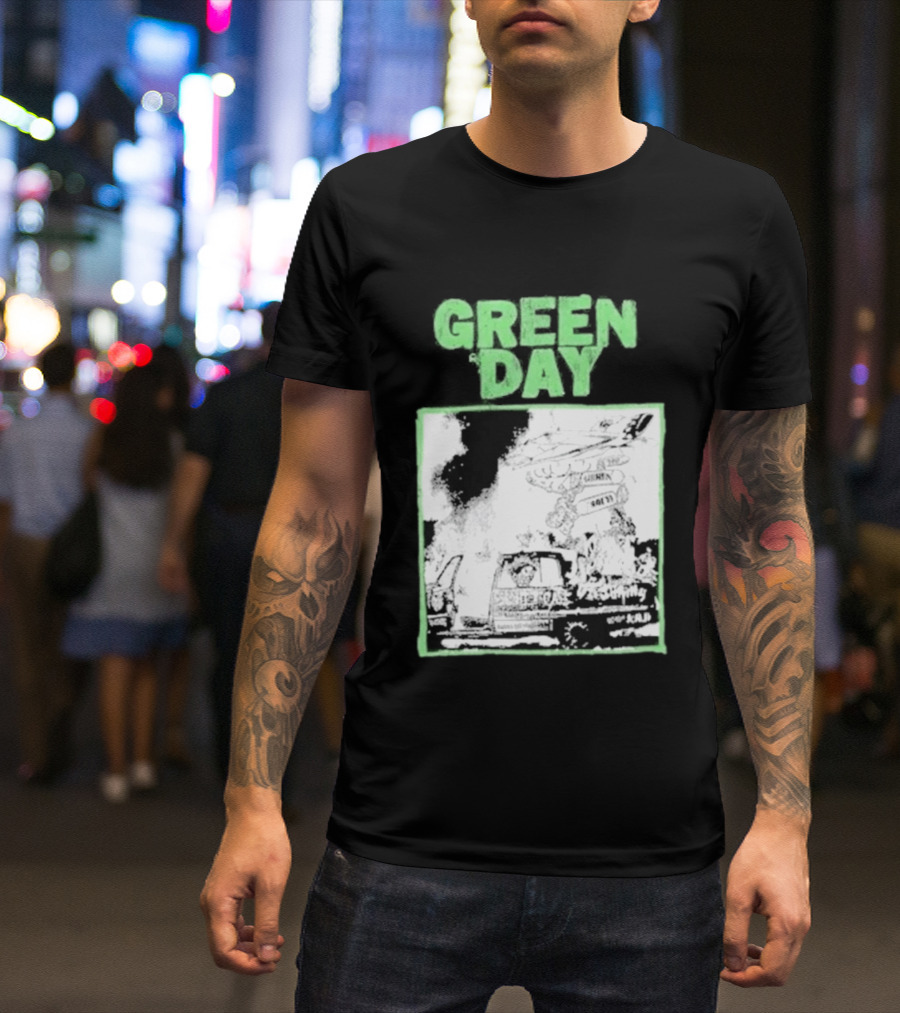 Green Day Riot Trio Vintage Sketch T-Shirt