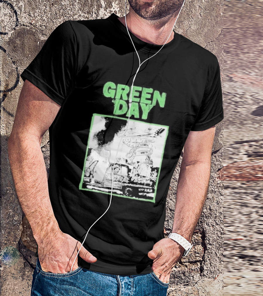 Green Day Riot Trio Vintage Sketch T-Shirt