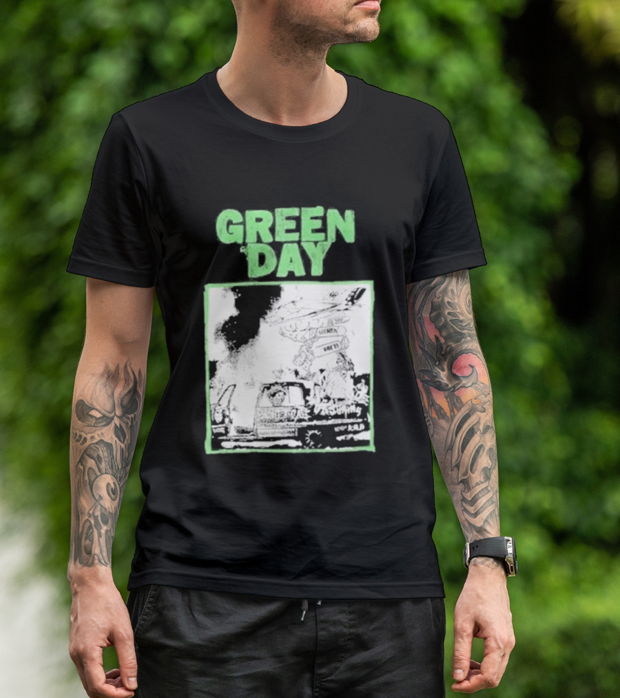 Green Day Riot Trio Vintage Sketch T-Shirt