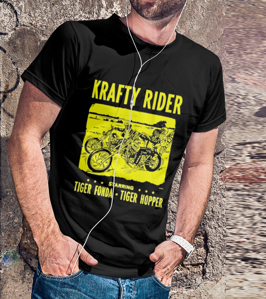 Krafty Rider Starring Tiger Fonda Tiger Hopper Vintage Motorcycle Adventure T-Shirt