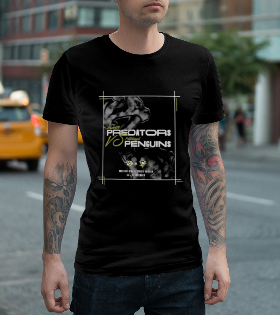 Nashville Predators Vs Penguins 2025 NHL Global Series Matchup Legacy T-Shirt