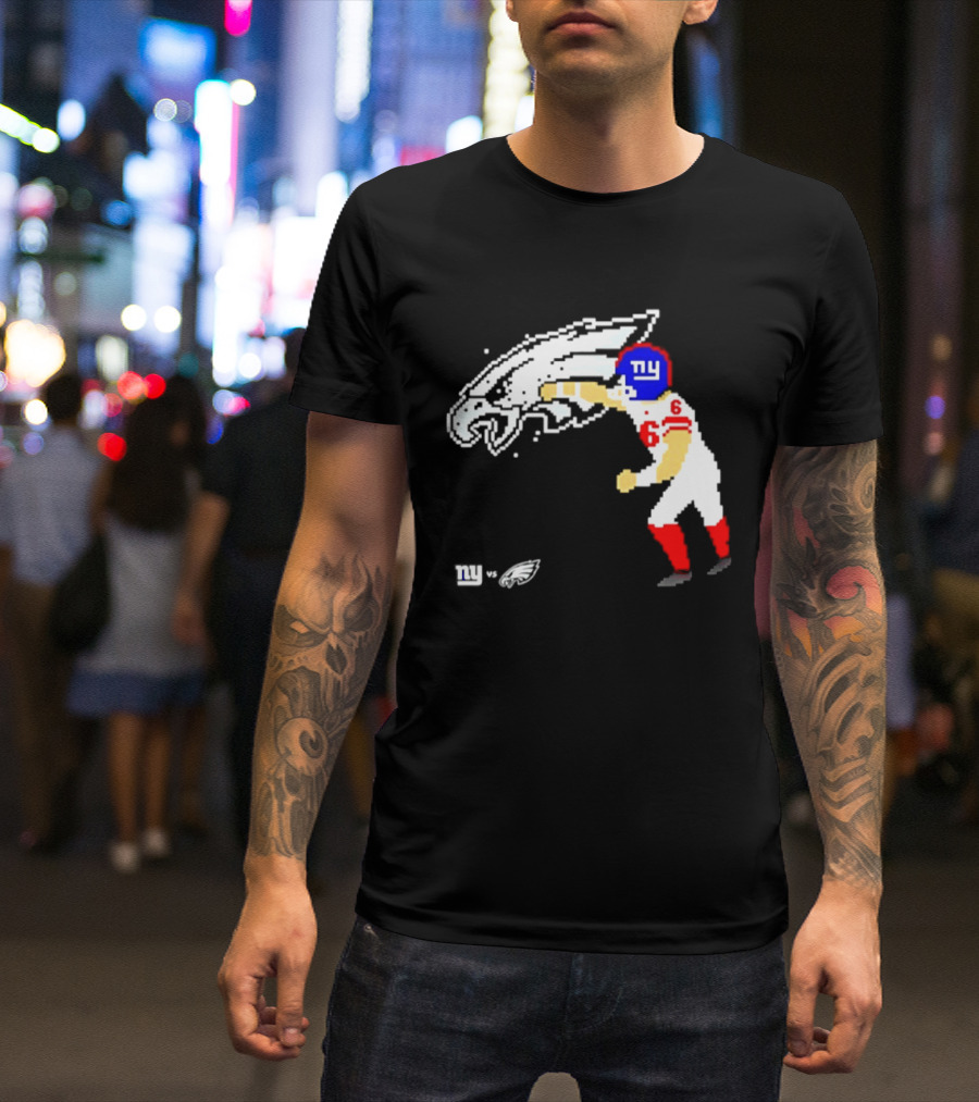 New York Giants Jaxson Dart Vs Philadelphia Eagles Retro Pixel T-Shirt