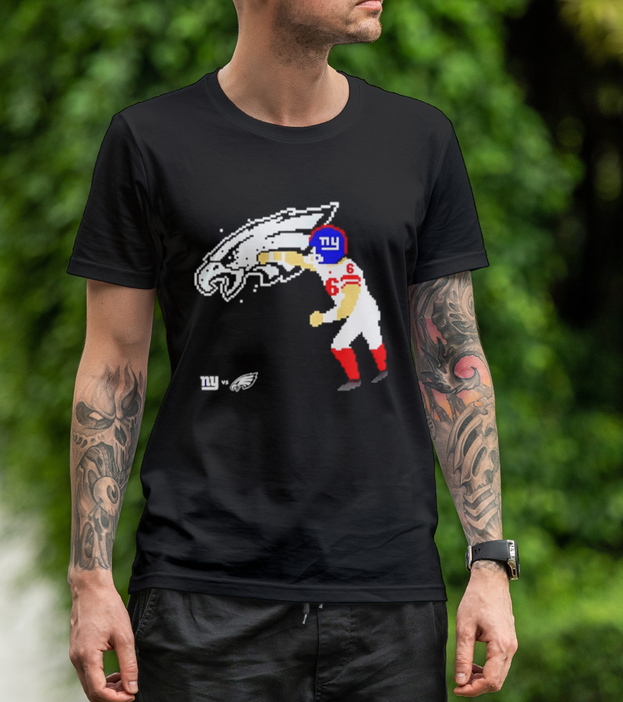 New York Giants Jaxson Dart Vs Philadelphia Eagles Retro Pixel T-Shirt