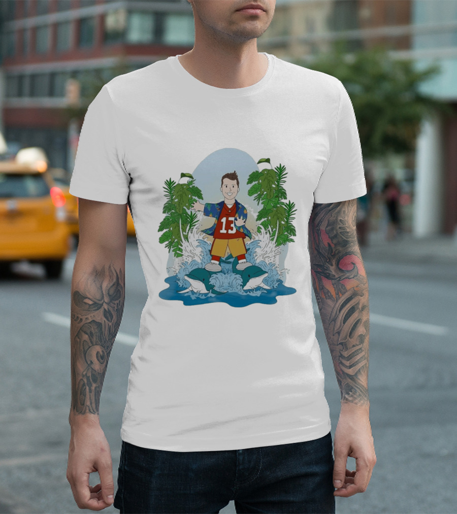 Brock Purdy 13 Surfing Dolphins Tropical Paradise Adventure T-Shirt