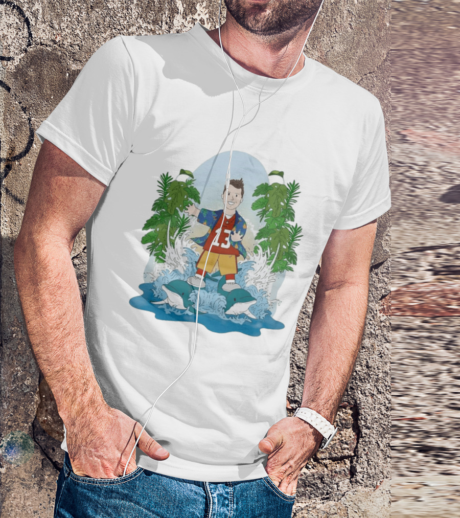 Brock Purdy 13 Surfing Dolphins Tropical Paradise Adventure T-Shirt