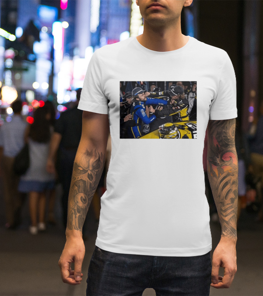 Carson Hocevar Vs Ryan Blaney NASCAR Fight Racing Rivalry Scene T-Shirt