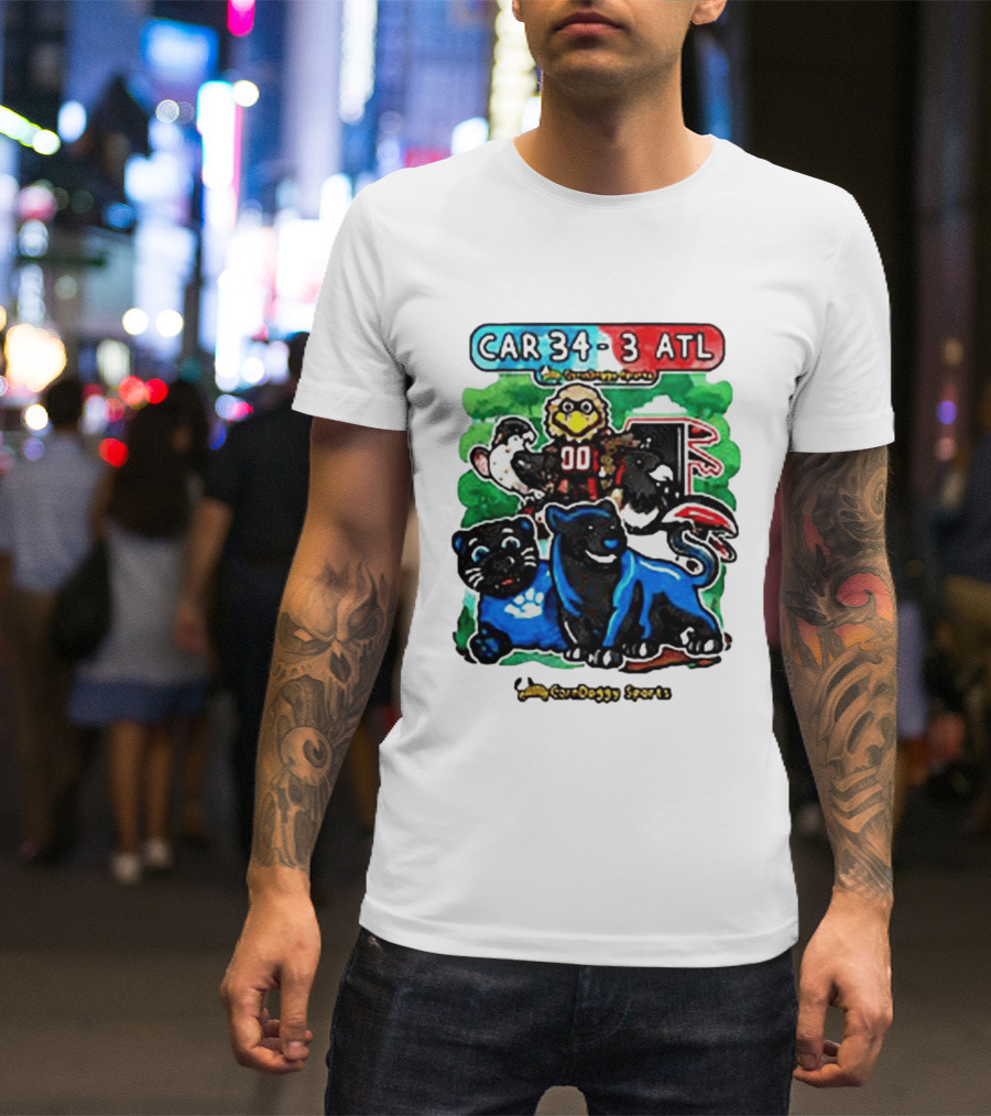 CAR 34 3 ATL CornDoggy Sports Panthers Falcons Cartoon Game Day T-Shirt