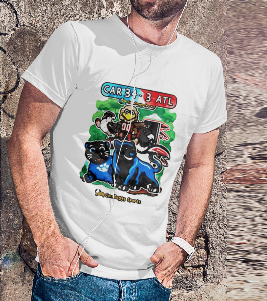 CAR 34 3 ATL CornDoggy Sports Panthers Falcons Cartoon Game Day T-Shirt