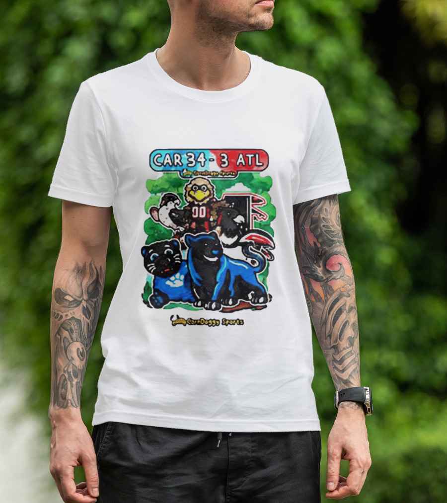 CAR 34 3 ATL CornDoggy Sports Panthers Falcons Cartoon Game Day T-Shirt