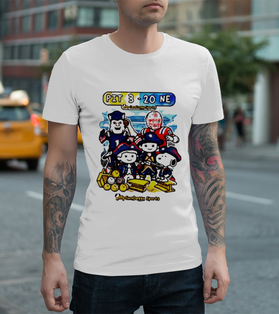 PIT 3 Vs 20 NE Patriots Snoopy Cartoon CornDoggy Sports Game Day T-Shirt