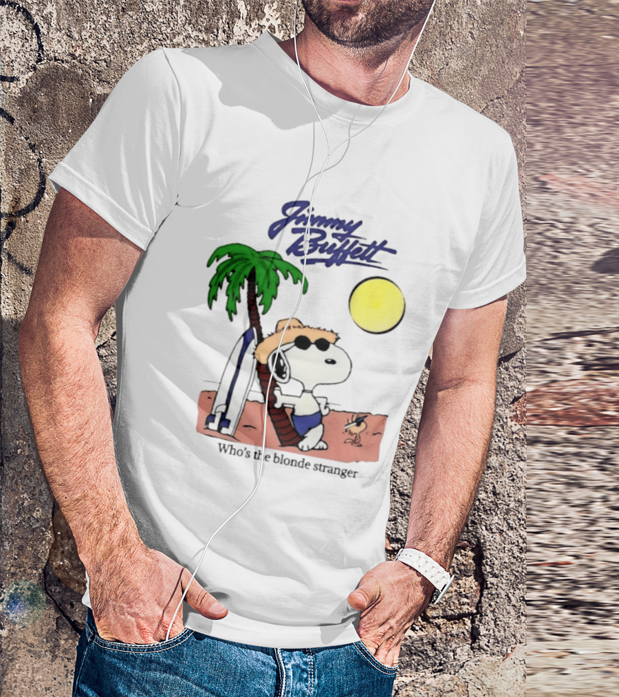 Jimmy Buffett Snoopy Who's The Blonde Stranger Surfing Palm Beach Moon T-Shirt