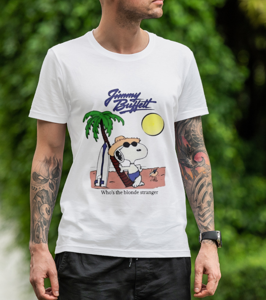 Jimmy Buffett Snoopy Who's The Blonde Stranger Surfing Palm Beach Moon T-Shirt