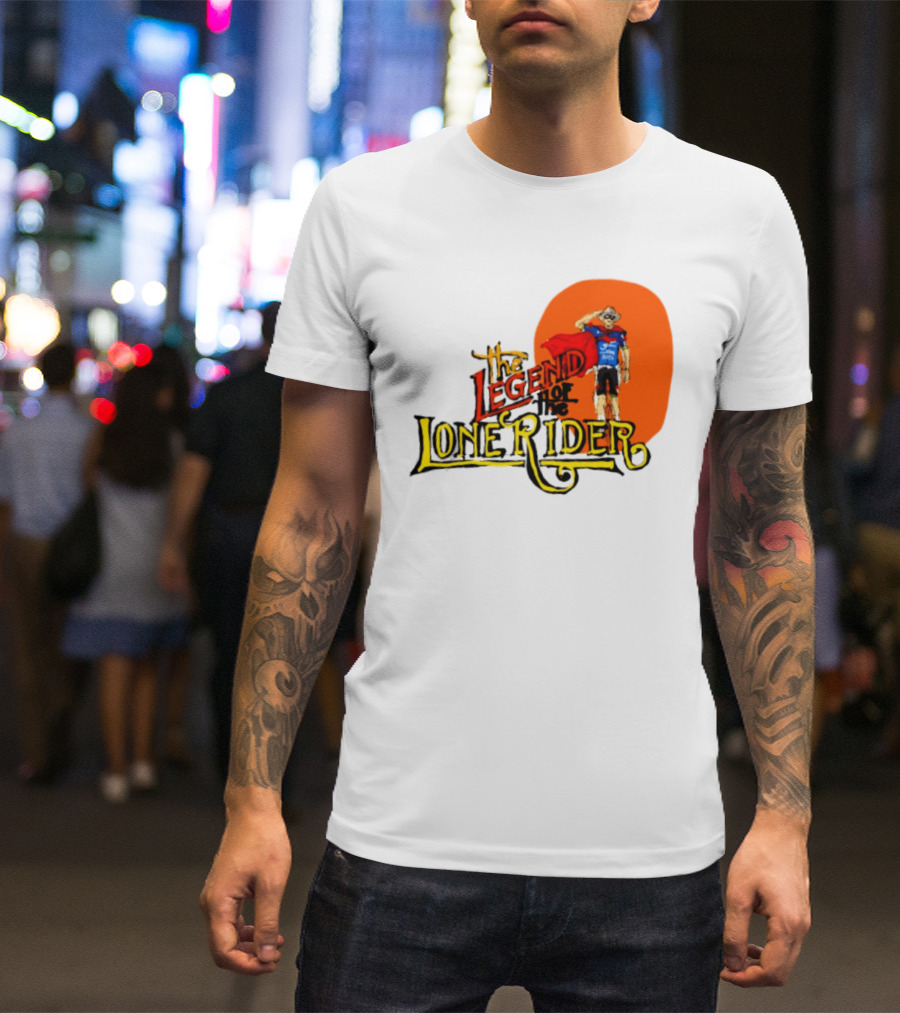 Legend Of The Lone Rider Cyclist Red Cape Blue Outfit T-Shirt
