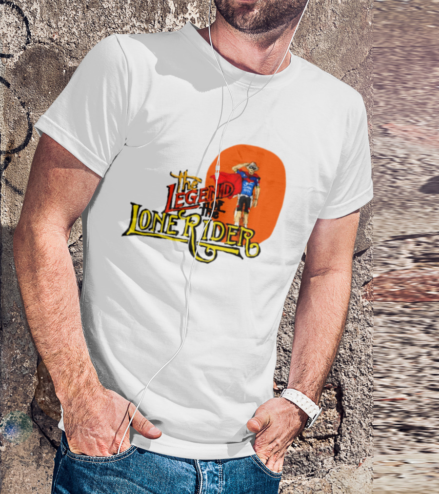 Legend Of The Lone Rider Cyclist Red Cape Blue Outfit T-Shirt