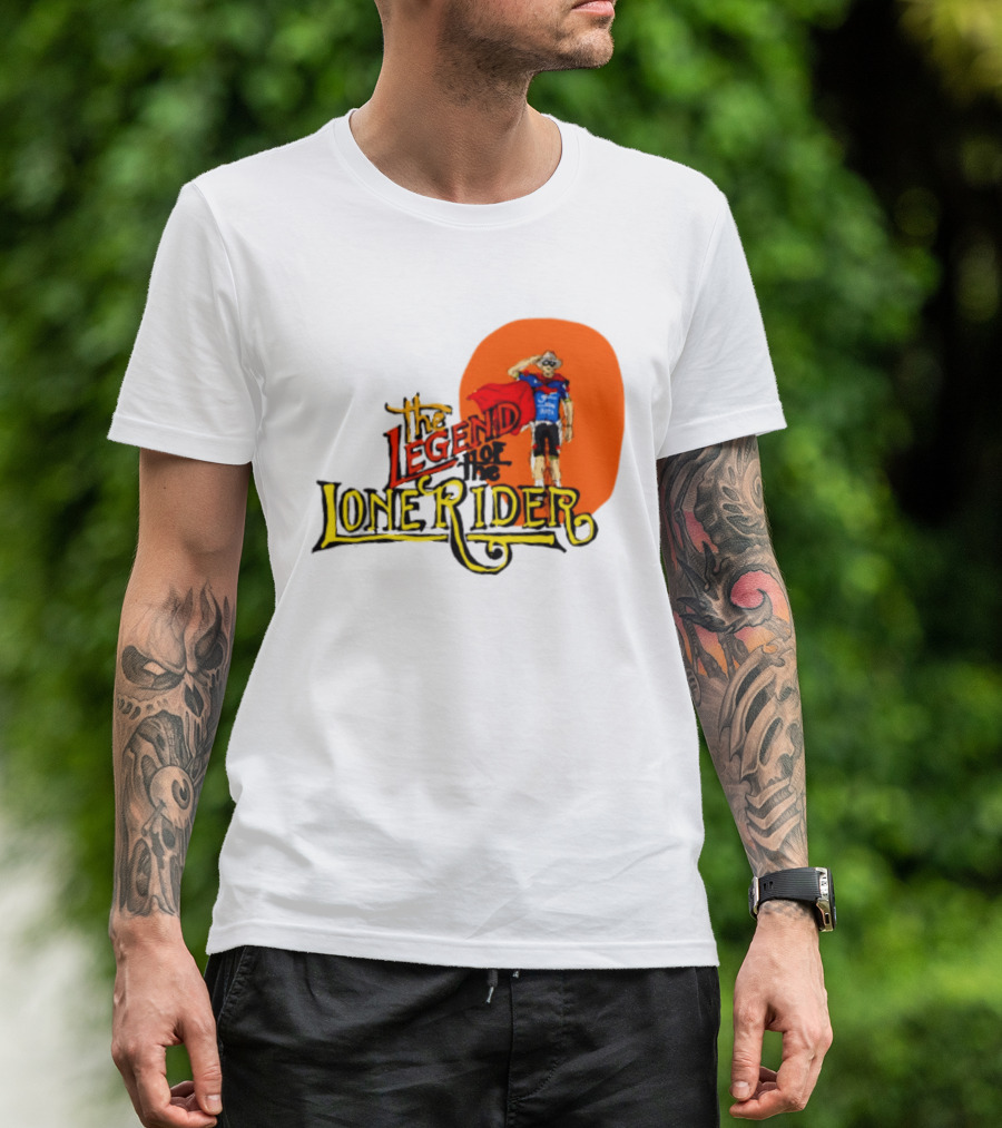 Legend Of The Lone Rider Cyclist Red Cape Blue Outfit T-Shirt