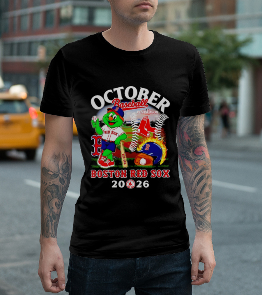 Boston Red Sox October Baseball Postseason 2026 Mascot Red Sox T-Shirt