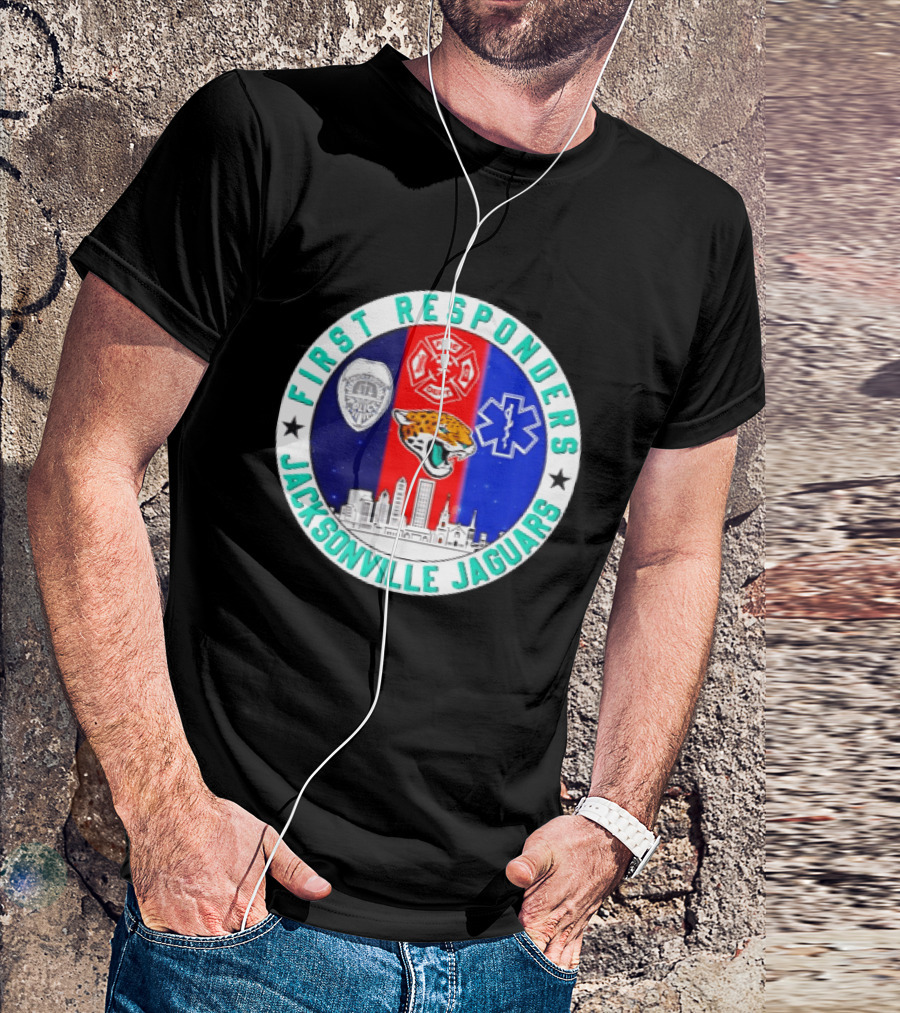 First Responders Jacksonville Jaguars Skyline Tribute 9.11 Memorial T-Shirt