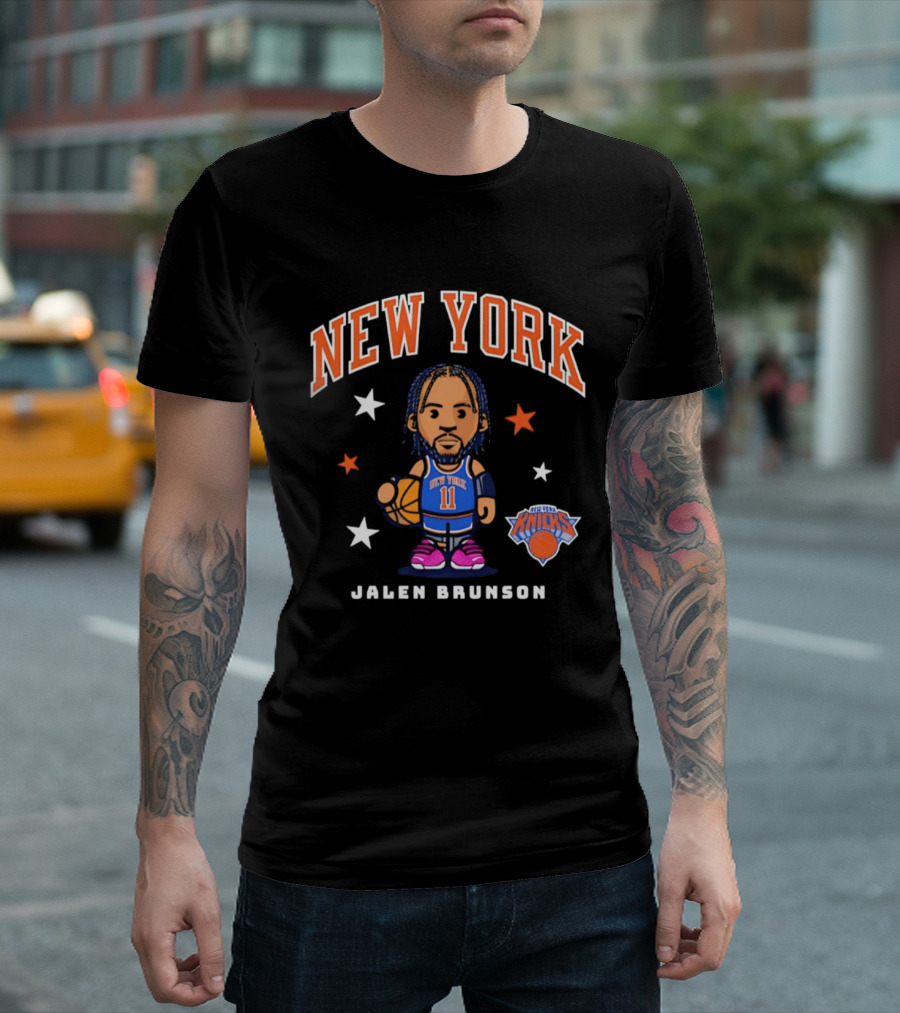 Jalen Brunson New York Knicks 11 Basketball Cartoon Stars T-Shirt