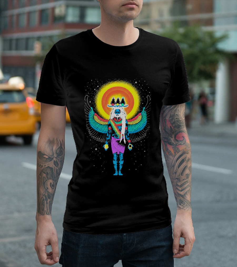 Major Lazer Swizz Beatz Psychedelic Ancient Egyptian Winged Sunburst Deity T-Shirt