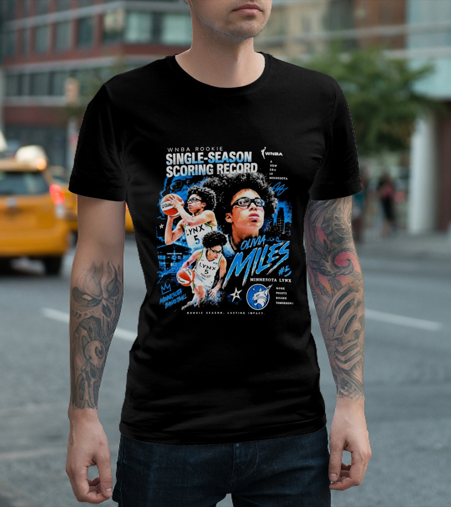 WNBA Rookie Olivia Miles Minnesota Lynx Single Season Scoring Record Impact T-Shirt