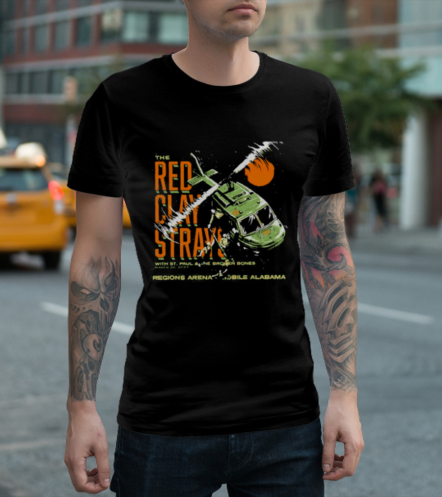 The Red Clay Strays With St. Paul & The Broken Bones Helicopter March 26 2027 Regions Arena Mobile Alabama T-Shirt