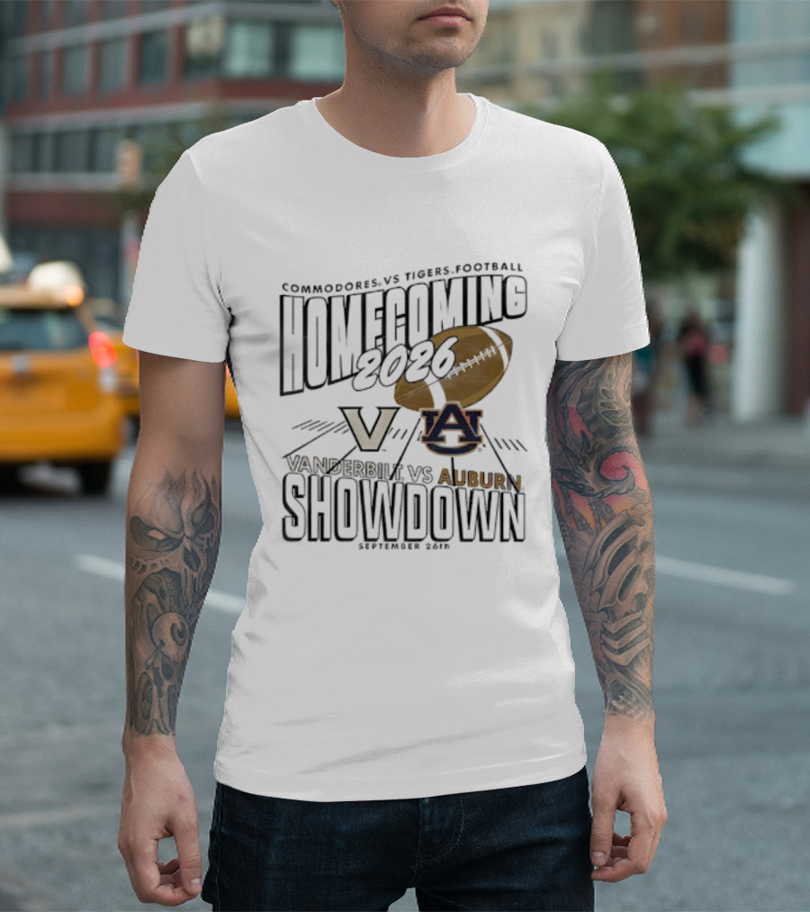 Auburn Vs Vanderbilt Tigers Commodores Homecoming 2026 September Showdown T-Shirt