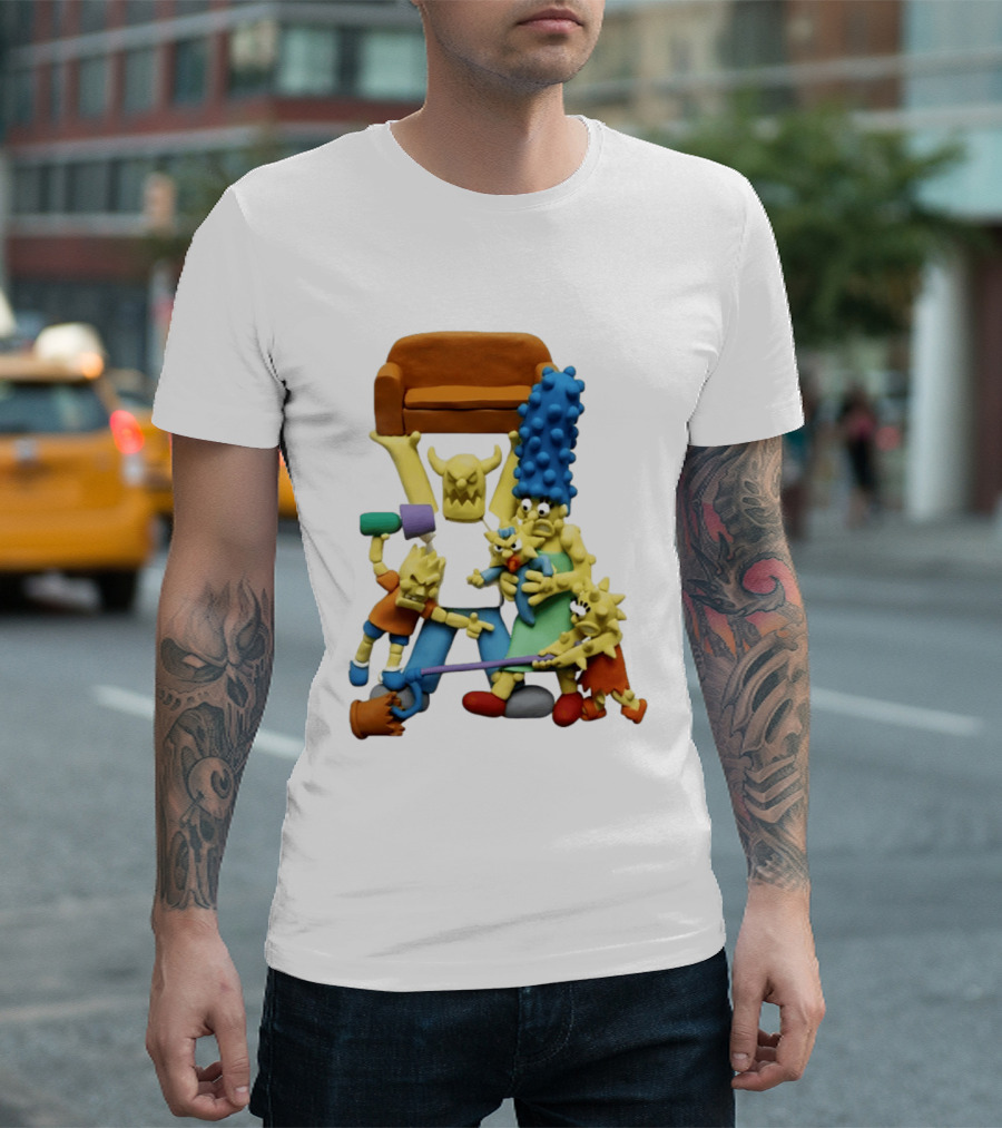 Couch Gag Sculpted Family Chaos Iconic Animation T-Shirt