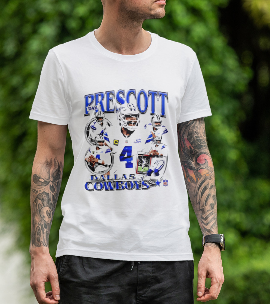 Prescott 4 Dallas Cowboys Player Collage 2026 T-Shirt