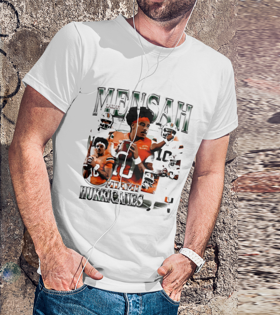 Darian Mensah Miami Hurricanes 10 Football Player Collage T-Shirt