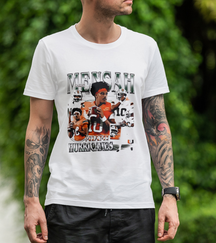 Darian Mensah Miami Hurricanes 10 Football Player Collage T-Shirt