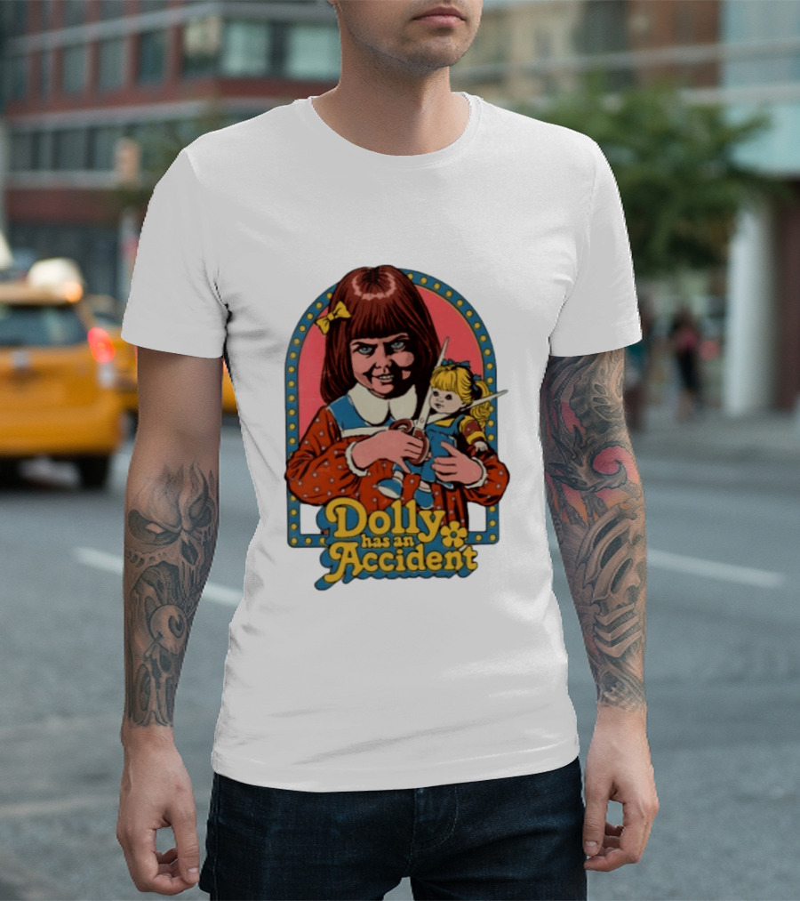Dolly Has An Accident Creepy Doll Steven Rhodes T-Shirt