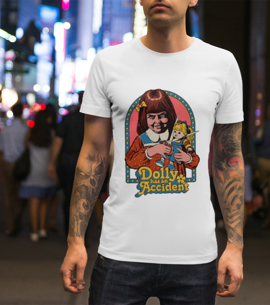 Dolly Has An Accident Creepy Doll Steven Rhodes T-Shirt