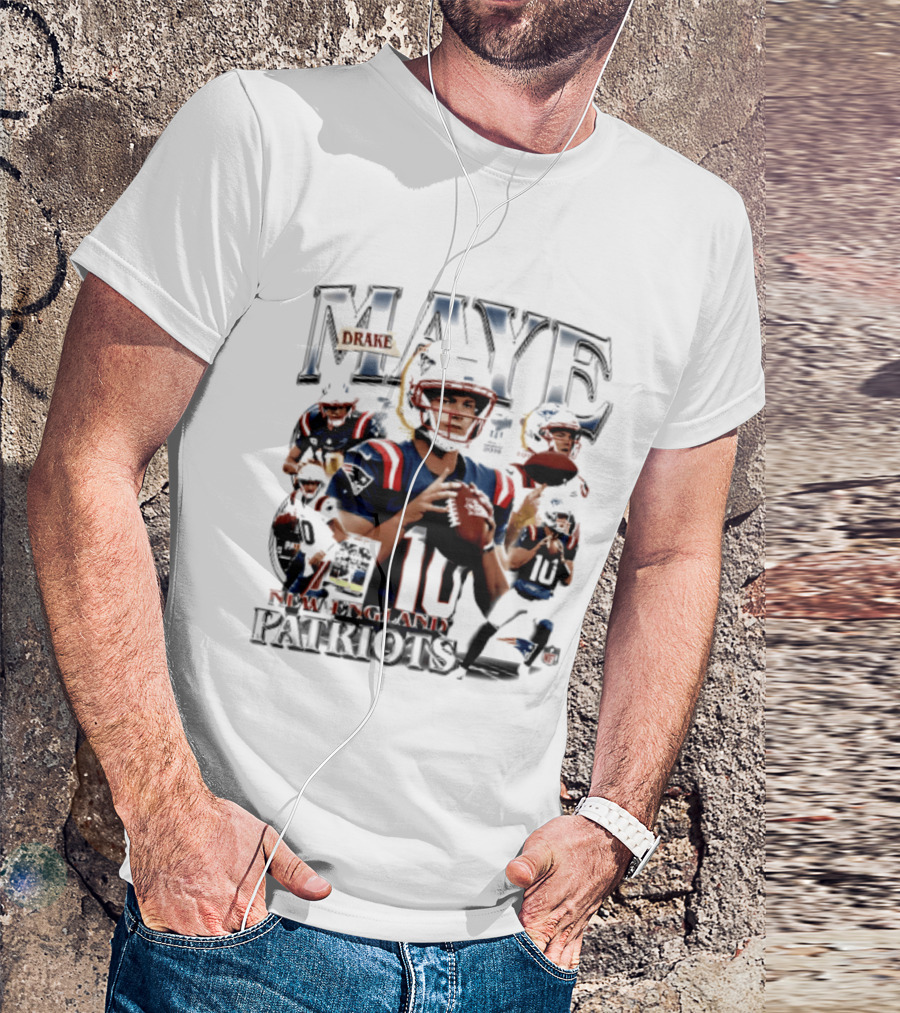 Drake Maye New England Patriots 2026 Player Collage Football Jersey T-Shirt
