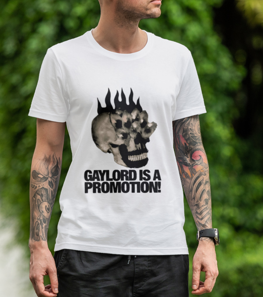 Gaylord Is A Promotion Skull Flamed Spikes Sarcastic T-Shirt