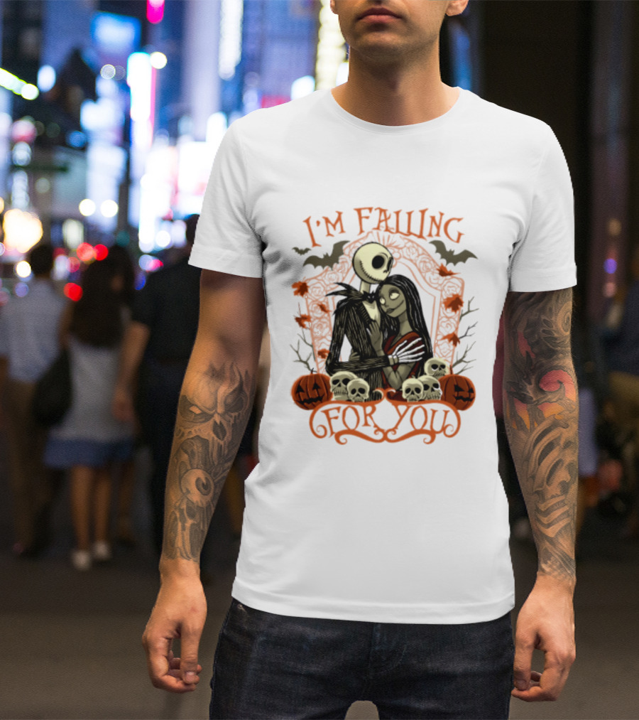 I'm Falling For You The Nightmare Before Halloween Jack And Sally Halloween Pumpkins Skulls Bats T-Shirt