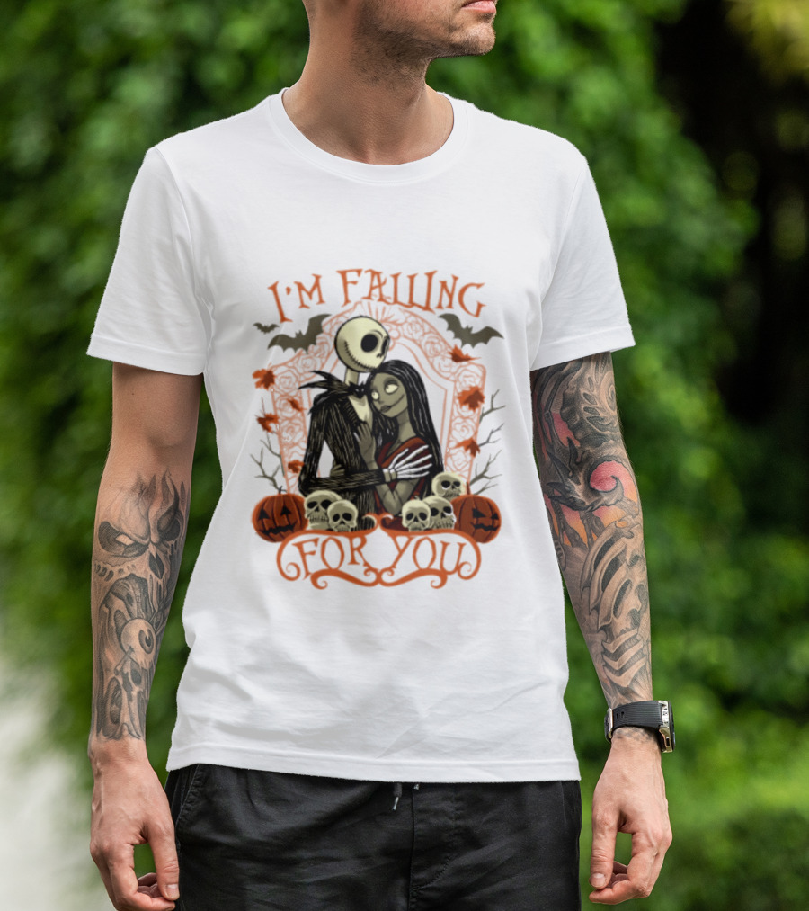 I'm Falling For You The Nightmare Before Halloween Jack And Sally Halloween Pumpkins Skulls Bats T-Shirt