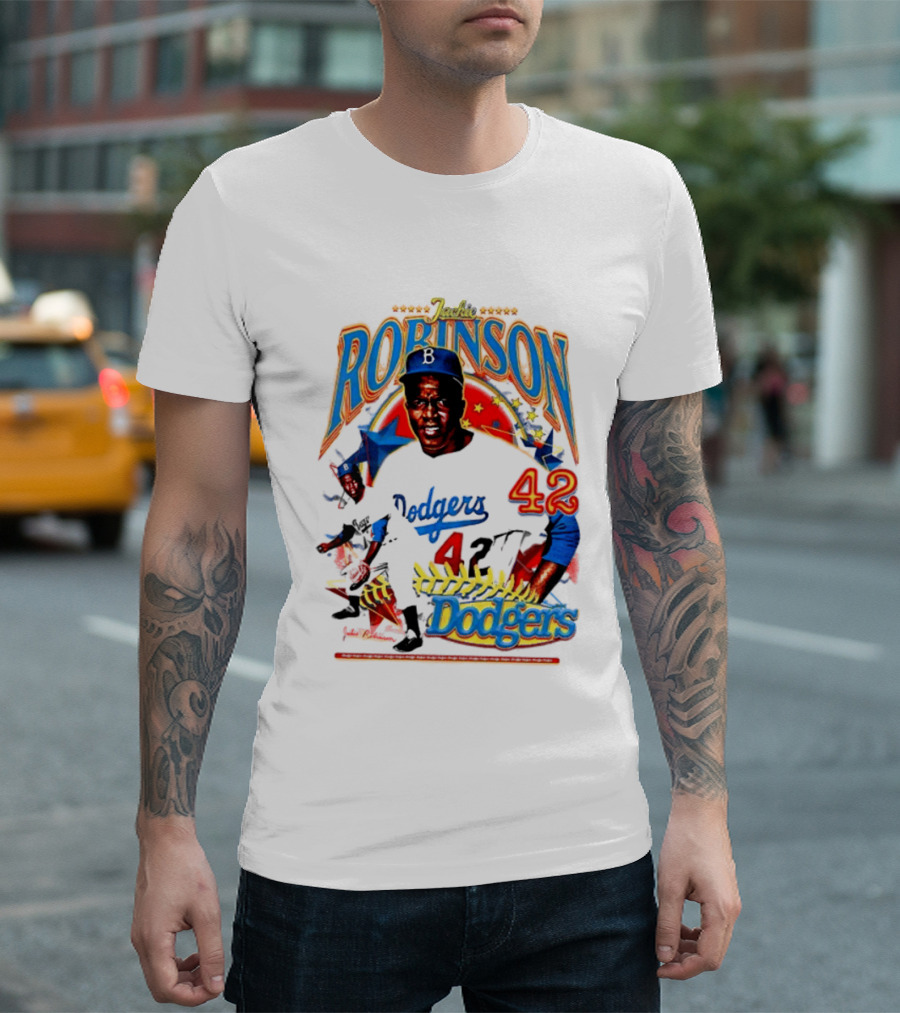 Jackie Robinson Dodgers 42 Legends Baseball Icon Two Sided T-Shirt