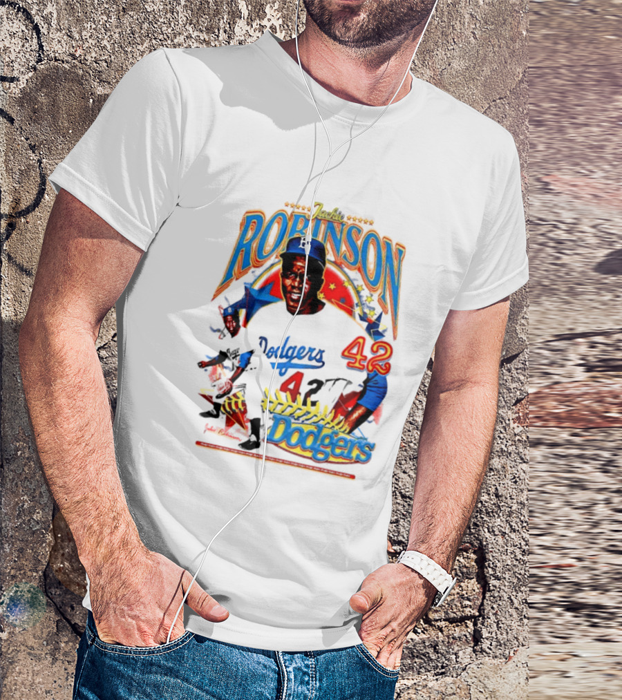 Jackie Robinson Dodgers 42 Legends Baseball Icon Two Sided T-Shirt