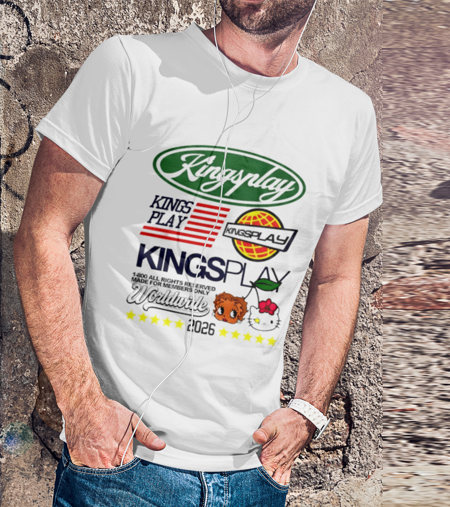 Kingsplay 1 800 All Rights Reserved Members Only Worldwide 2026 Hello Kitty Stars T-Shirt