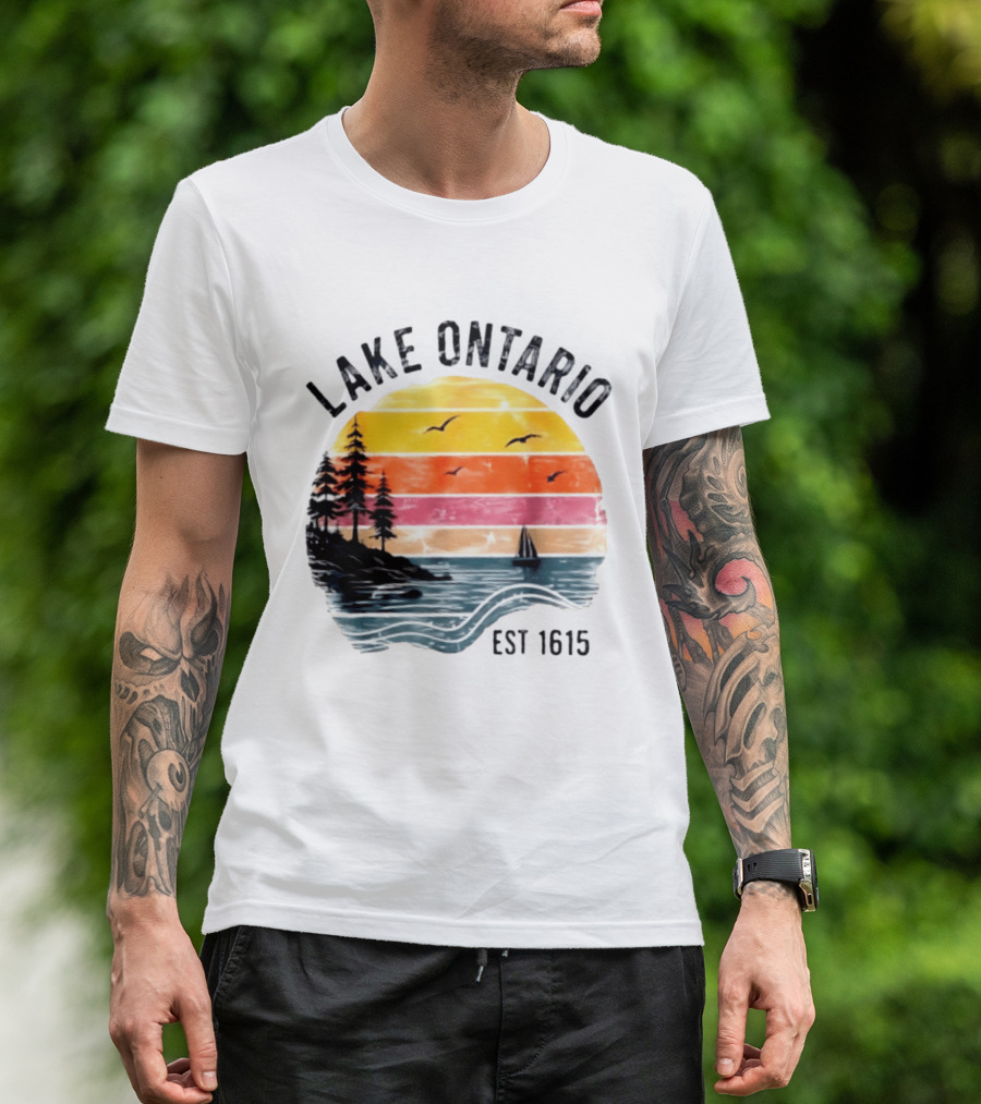 Lake Ontario Est 1615 Great Lakes Nature Sunset Sailing Scene T-Shirt