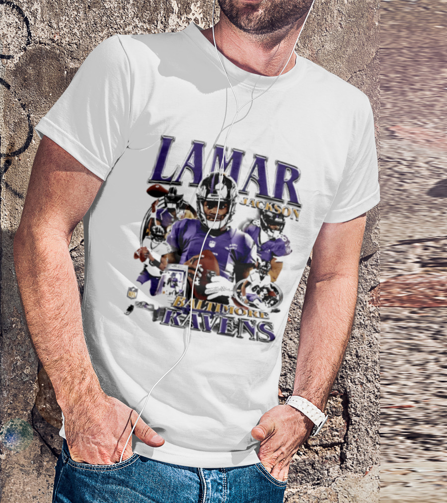 Lamar Jackson Baltimore Ravens Player Collage T-Shirt