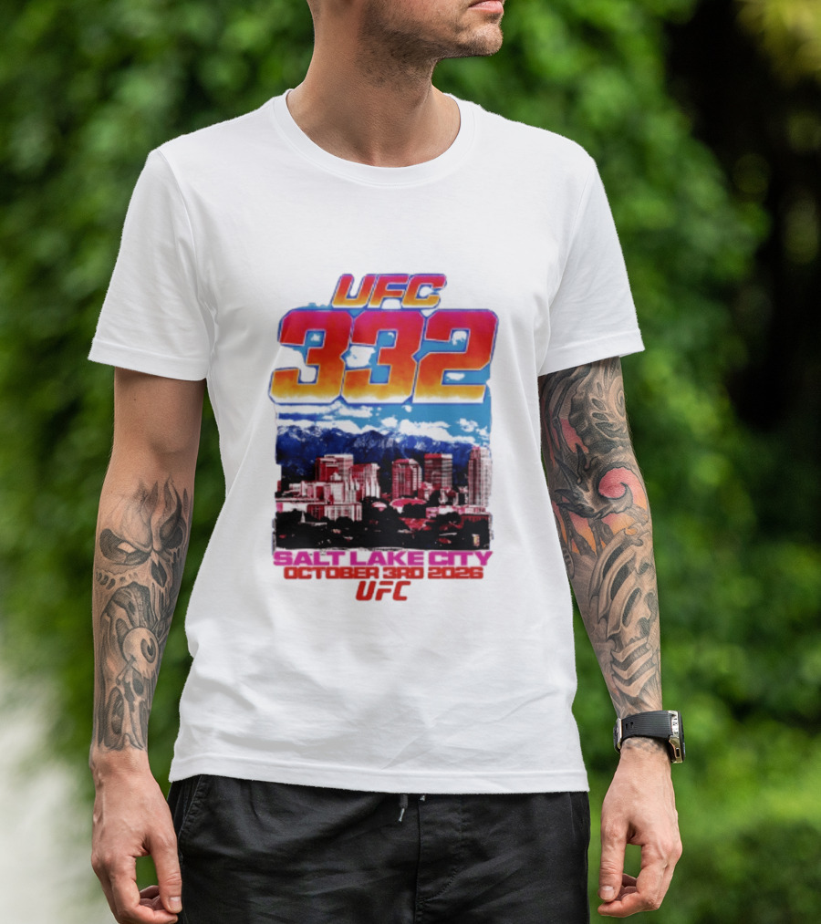 UFC 332 Salt Lake City October 3rd 2026 Urban Skyline Event T-Shirt