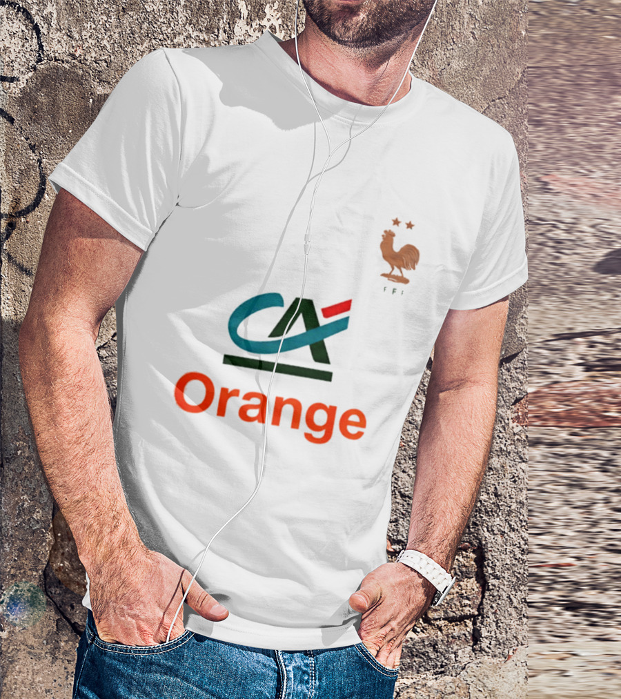 Crédit Agricole Orange Rooster Emblem With Stars And FF T-Shirt
