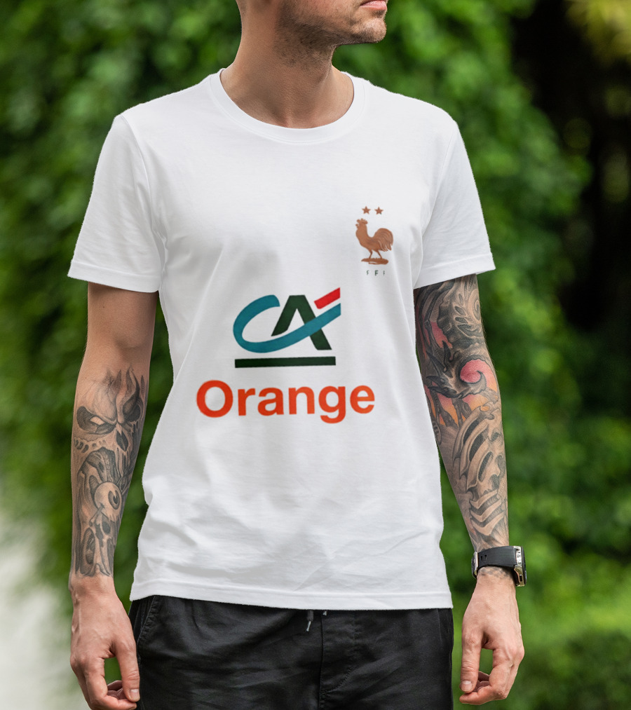 Crédit Agricole Orange Rooster Emblem With Stars And FF T-Shirt