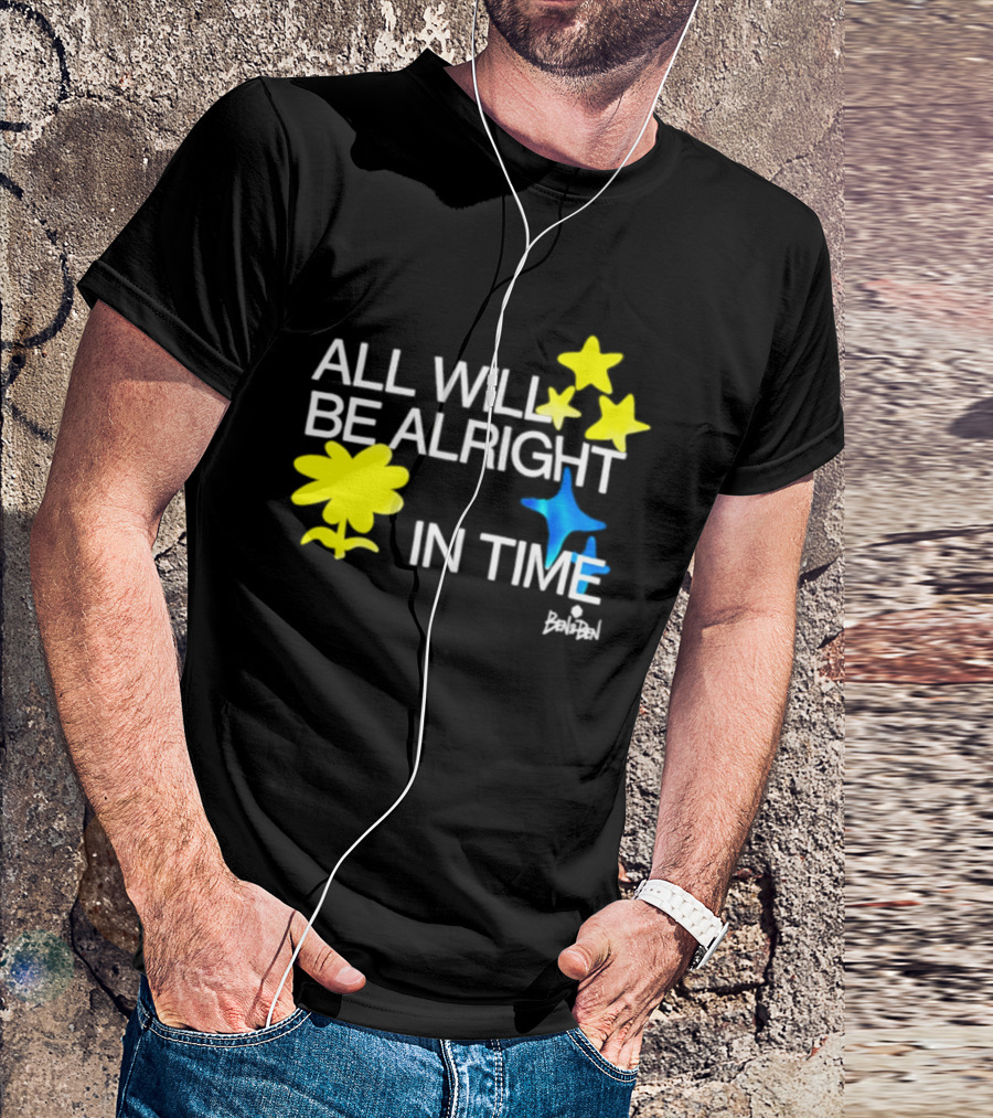 All Will Be Alright In Time OPM Star Text With Yellow Flowers And Stars T-Shirt