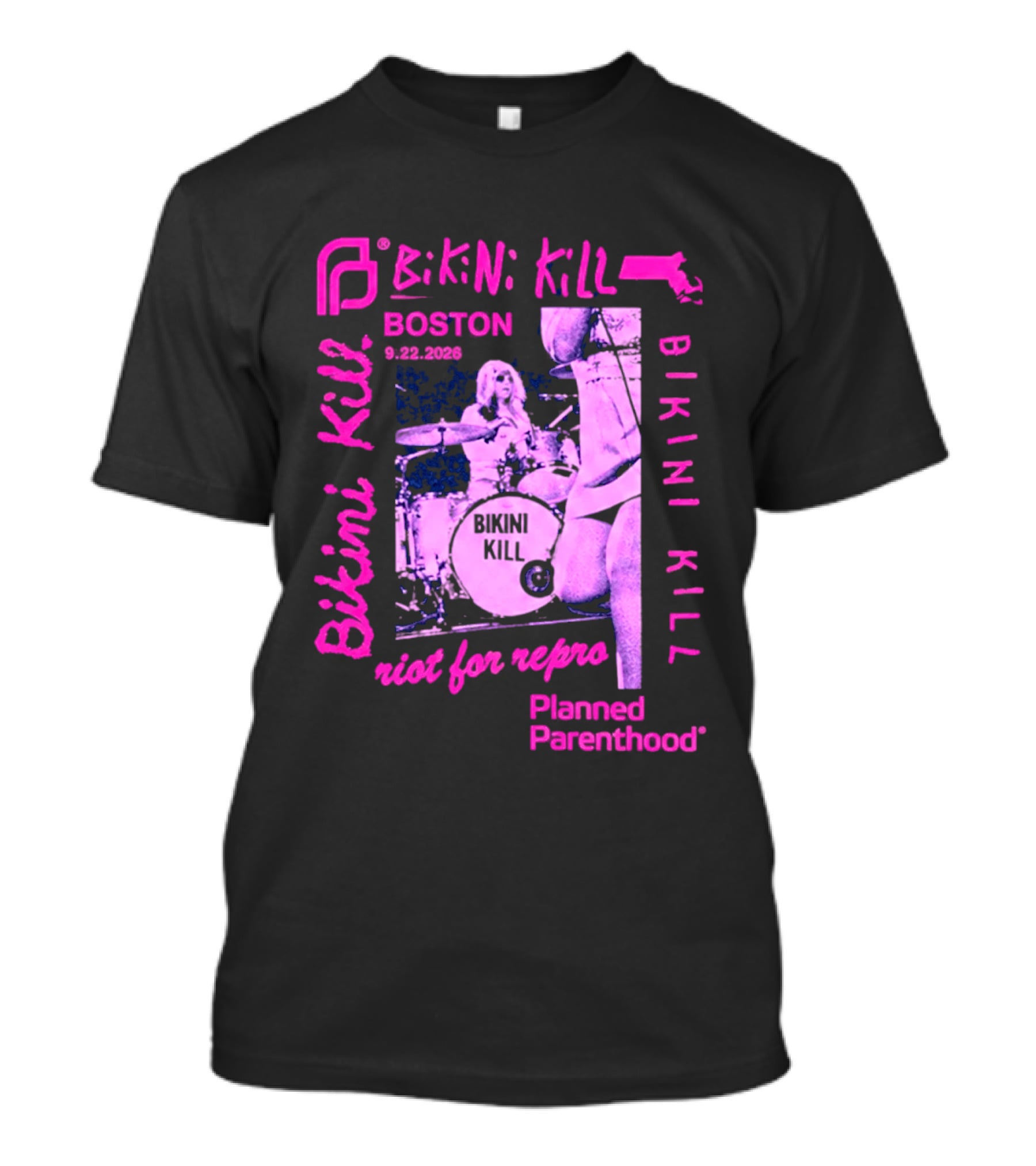 Bikini Kill Boston Sept 22 2026 Planned Parenthood Benefit Riot Grrrl Concert T-Shirt