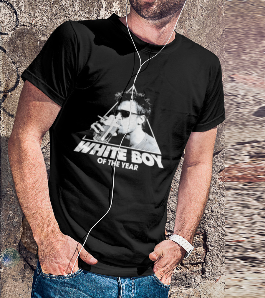 White Boy Of The Year Brad Pitt Fight Club Smoking And Beer T-Shirt
