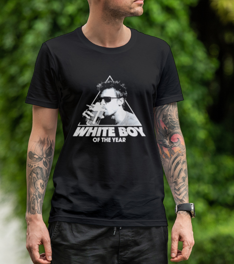 White Boy Of The Year Brad Pitt Fight Club Smoking And Beer T-Shirt