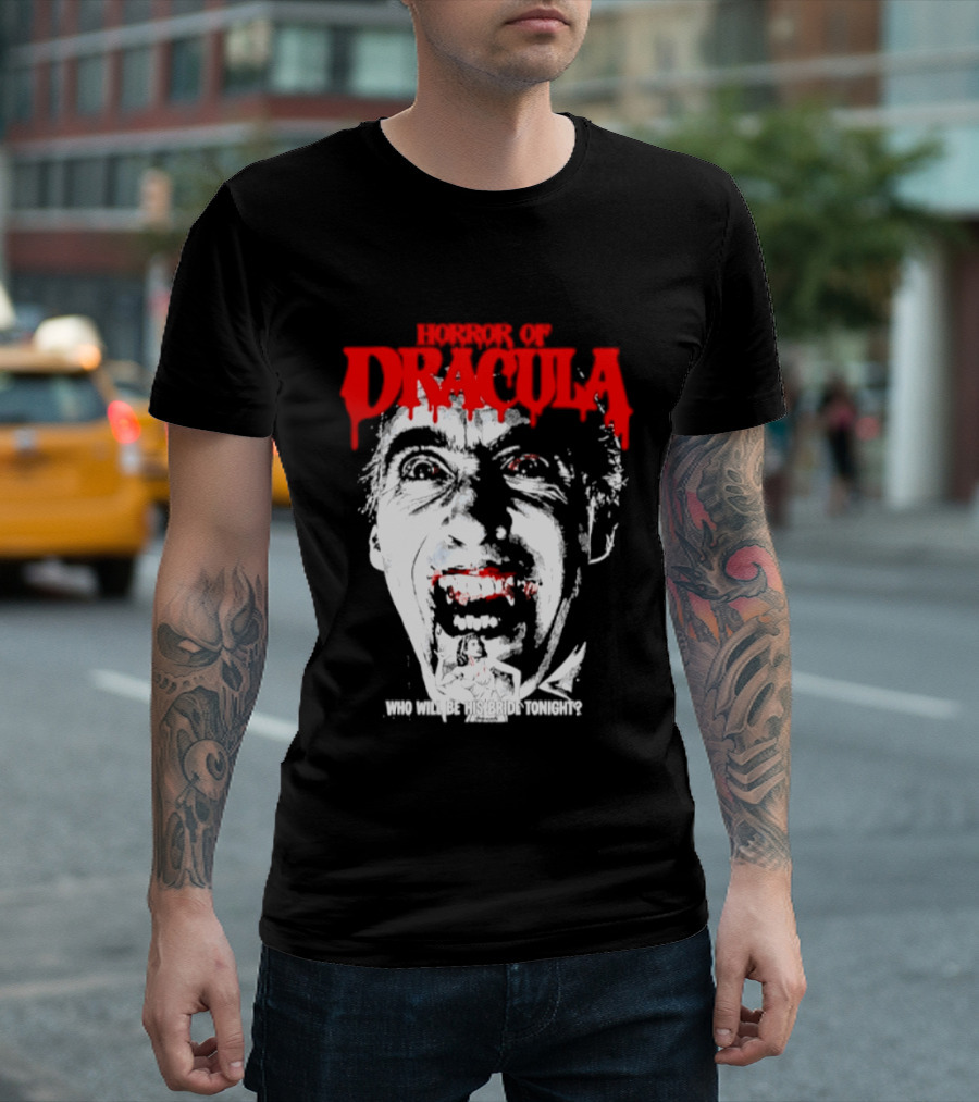 Horror Of Dracula Who Will Be His Bride Tonight Vintage Vampire Movie T-Shirt
