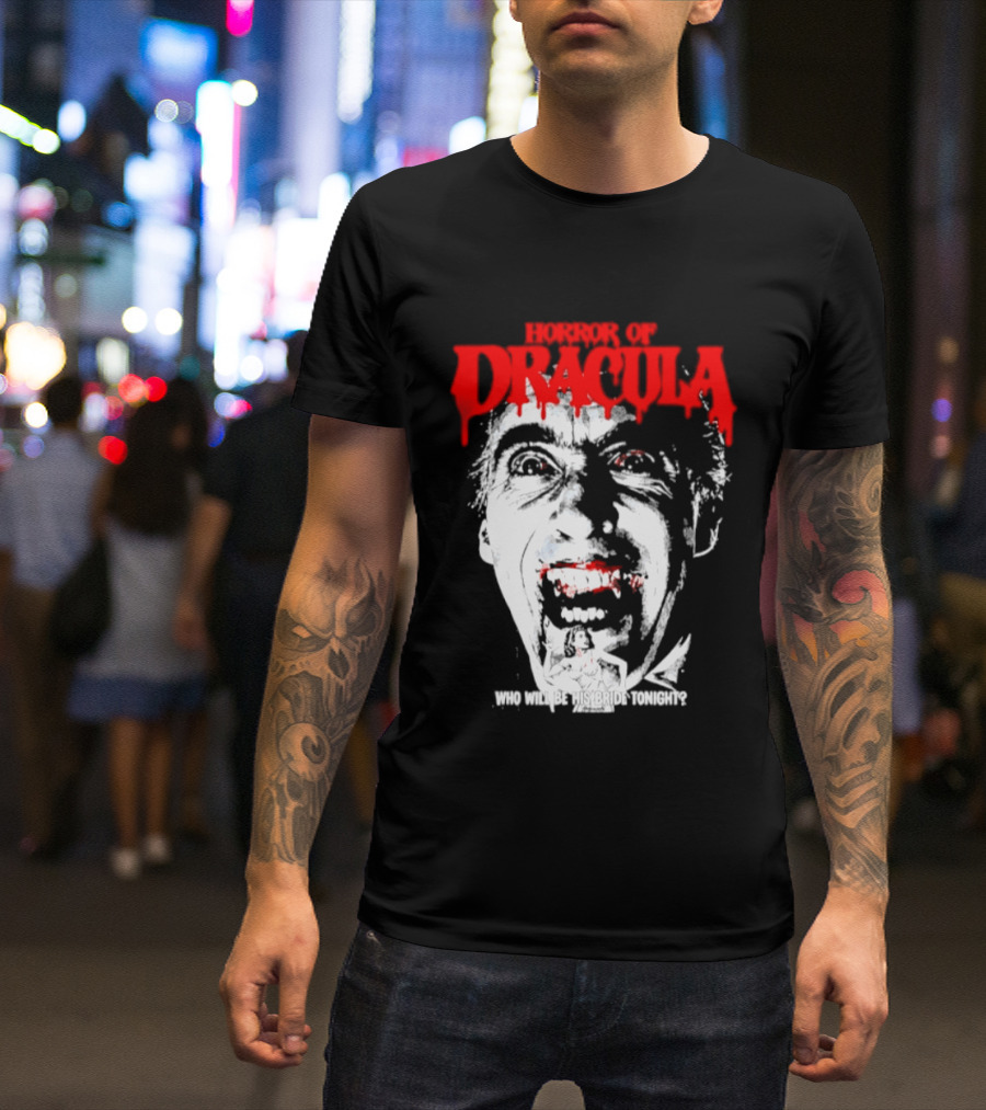 Horror Of Dracula Who Will Be His Bride Tonight Vintage Vampire Movie T-Shirt